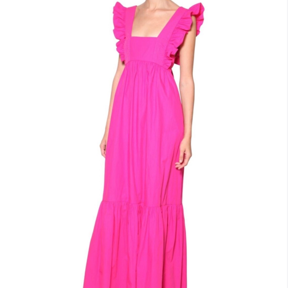 NWT Self-Portrait Ruffled Cotton Poplin Maxi Dress